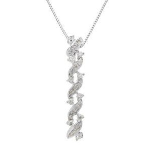 10kt White Gold Dangle Diamond Pendant Necklace (0.21 cttw, H I Color, I2 I3 Clarity), 18": Jewelry