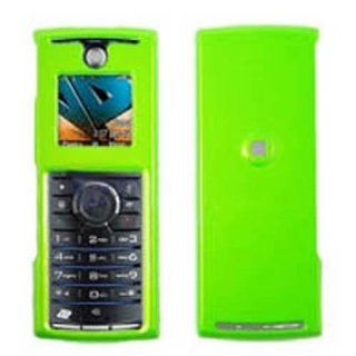 Hard Plastic Snap on Cover Fits Motorola I425 Solid Neon Green Boost Mobile: Cell Phones & Accessories