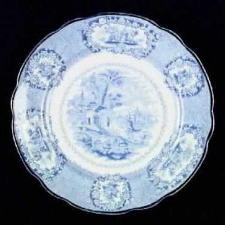 Ridgway (Ridgways) Oriental (Blue, Gold Trim) Salad Plate, Fine China Dinnerware