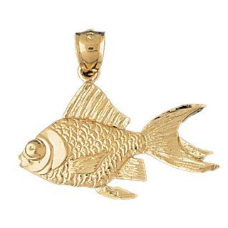 14K Gold Charm Pendant 3.9 Grams Nautical>Goldfish, Salmon578 Necklace: Jewelry