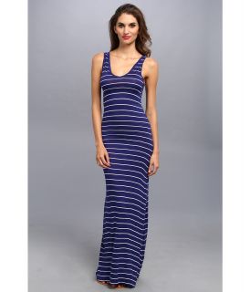 Ninety V Neck Stripe Racerback Dress Womens Dress (Blue)