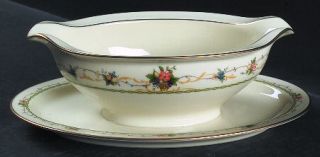 Noritake Normandy Gravy Boat with Attached Underplate, Fine China Dinnerware   F
