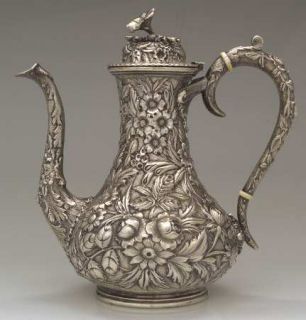 Kirk Stieff Repousse Full Chased/Hand Chased Coffee Pot   Strlg, Hollo,Floral Ha