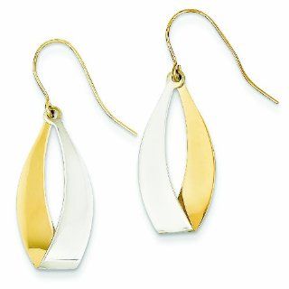 Genuine 14K Yellow & Rhodium Polished Fancy Dangle Earrings 1.7 Grams Of Gold: Mireval: Jewelry