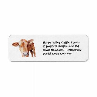 Brown Cow Cattle Farm or Ranch Sticker Return Address Labels