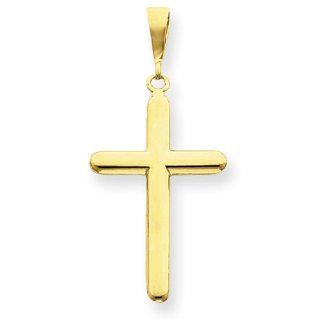 14k Yellow Gold Polished Cross Charm Pendant 42mmx20mm Jewelry