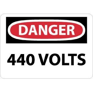 NMC D325A OSHA Sign, Legend "DANGER   440 VOLTS", 10" Length x 7" Height, 0.040 Aluminum, Black/Red on White: Industrial Warning Signs: Industrial & Scientific