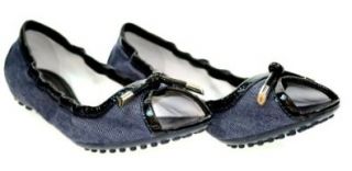 TOD'S Whiskey Penny Loafer Fabric Navy/Black Ballerina Open Toe Sz 41 6W0S405: Loafers Shoes: Shoes