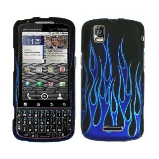 Black Blue Flame Rubberized Snap on Design Hard Case Faceplate for Motorola Droid Pro Xt610: Cell Phones & Accessories