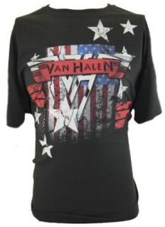 Van Halen Mens T Shirt   American Flag Style Distressed Logo on Black (Medium) Clothing