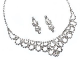 USABride Dazzling Rhinestone Crystal Necklace & Earring Jewelry Set 539: Jewelry