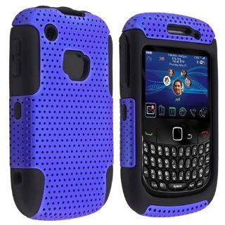 eForCity Hybrid Case Compatible With BlackBerry Curve 8520 / 9300 , Black Skin / Blue Meshed Hard Cell Phones & Accessories