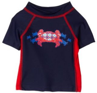 Flapdoodles Crab Swim Rashguard, 12 Months, Navy: Infant And Toddler Sun Protective Swimwear: Clothing