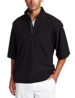 Zero Restriction Men's Packable Half Sleeve Short Sleeve Rain Jacket, Black, Medium: Clothing