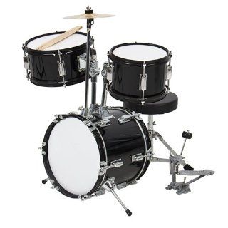 Drum Set 3 Pc Kids 12" Black Beginners Complete Set with Throne, Cymbal and More: Musical Instruments