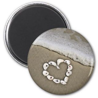 Beach Heart in Seashells Magnets