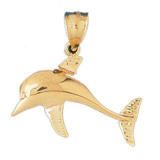 14K Gold Charm Pendant 3.5 Grams Nautical>Dolphins425 Necklace: Jewelry