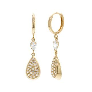 14 KT Yellow Gold Dangle style Earrings 36mm H x 8mm W: Jewelry