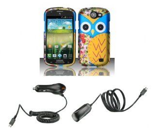 Samsung Galaxy Express I437 (AT&T)   Accessory Combo Kit   Baby Blue and Yellow Owl Design Shield Case + Atom LED Keychain Light + Wall Charger + Car Charger Cell Phones & Accessories