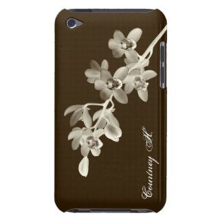 Orchid flower lover floral black white custom name barely there iPod case