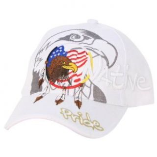 Native American Pride Adjustable Hat (Several Color Options)   Eagle Flag   White at  Mens Clothing store: Baseball Caps