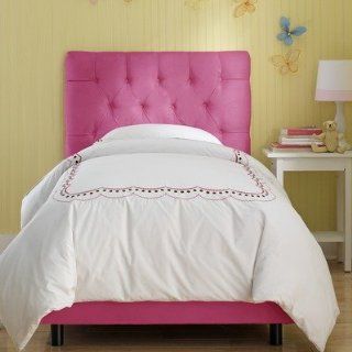 Skyline Furniture 540BEDPHTPINK / 541BEDPHTPINK Tufted Micro Suede Youth Bed in Hot Pink Size Full   Headboards