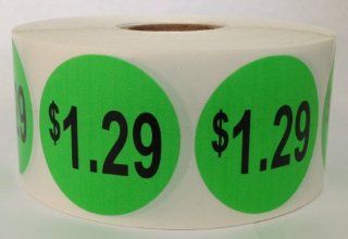 1 Roll of 1000 1.5 inch Round BRIGHT GREEN $1.29 Retail Price Point Labels Stickers : Pricemarker Labels : Office Products