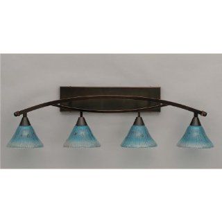 Toltec Lighting 174 BC 458 Bow   Four Light Bath Bar, Black Copper Finish with Teal Crystal Glass   Vanity Lighting Fixtures  