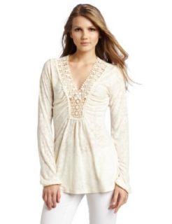 Testament Women's Crochet Peasant Long Sleeve Top, Cream, Small at  Womens Clothing store