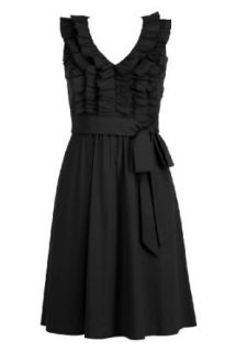 eShakti Women's Goffered frill dress 6X 36W Tall Black