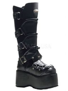 Black Gothic Platform Knee Boot   11: Clothing