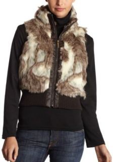 Big Chill Women's Faux Fur Vest, Brown, Medium Outerwear
