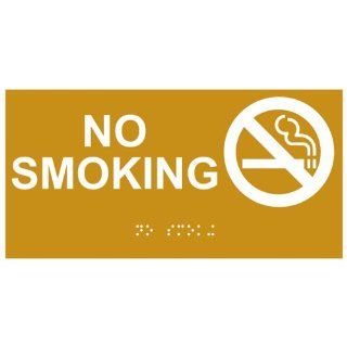 ADA No Smoking With Symbol Braille Sign RSME 460 SYM WHTonGLD  Business And Store Signs 