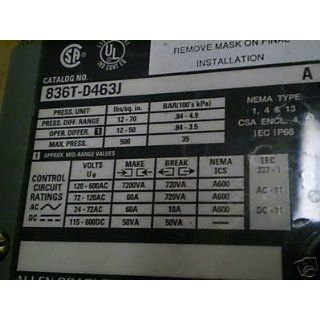 Allen Bradley 836T D463J 836Td463J Pressure Switch: Industrial & Scientific