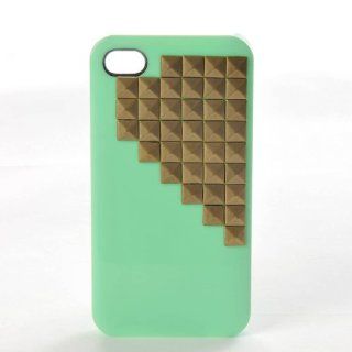 ETHAHE iPhone 4 4S Fashion Punk Style Spikes Studs Pyramid Rivet Cell Phone Case Cover Protective Skin   Green: Cell Phones & Accessories