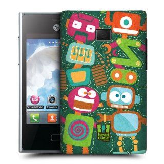 Head Case Designs Green Wacky Robots Kawaii Robot Hard Back Case For LG Optimus L3 E400 Cell Phones & Accessories