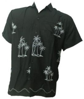 La Leela Palm Design Chain Stitched Embroidered Beach Hawaiian Shirt For Men at  Mens Clothing store