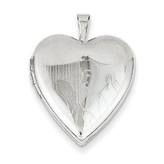 14K 20mm White Gold Mother and Child Heart Locket: Locket Necklaces: Jewelry