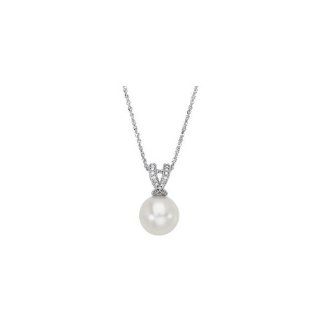 14K White Gold   Paspaley Cultured Pearl & Diamond Pendant: Jewelry