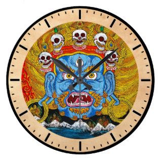 Cool oriental tibetan thangka god tattoo art wallclock