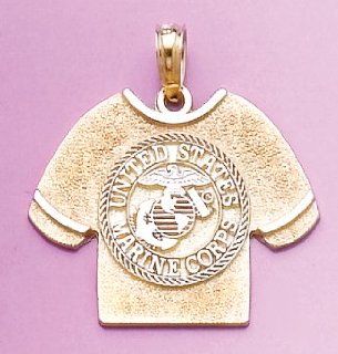 Gold Charm Marine Corps T shirt With Emblem 2d Metal Mold: Million Charms: Jewelry