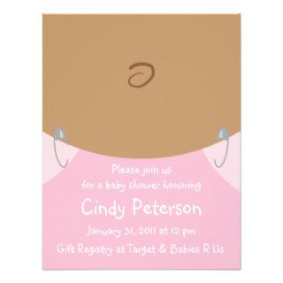 Belly Button Baby Shower Invitations   Dark Skin