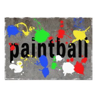 Paintball Splatter on Concrete Wall Personalized Announcements