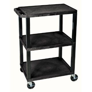 H. WILSON Movable 34"H 3 Shelf Multipurpose Tuffy Open Utility Cart w/ 4" Swivel Casters  Black: Industrial & Scientific