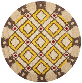 Safavieh FRS455E 4R Four Seasons Collection Indoor/Outdoor Round Area Rug, 4 Feet in Diameter, Beige and Yellow   Savavieh Four Seasons Rug