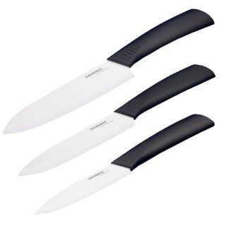 Toponeware CKBKW456 3 Piece Ceramic Knife Set, Black/White: Ceramic Knives: Kitchen & Dining