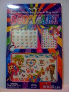 Lisa Frank Body Art Glitter Nail Decals, Body Tattoos and Bling Gems! (1 sheet): Toys & Games