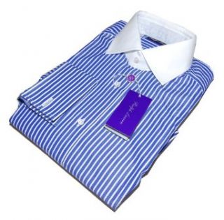 Polo Ralph Lauren Purple Label Mens Dress Shirt Blue French Cuff Italy 16 $475 at  Mens Clothing store:
