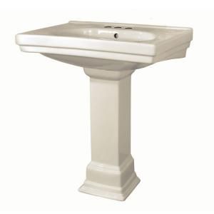 Foremost Structure Lavatory and Pedestal Combo with 4 in. Faucet Centers in Biscuit FL 1950 4BI