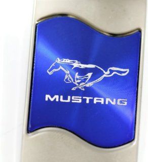Ford Mustang Rectangular Wave Blue Key Fob Authentic Logo Key Chain Key Ring Keychain Lanyard: Automotive